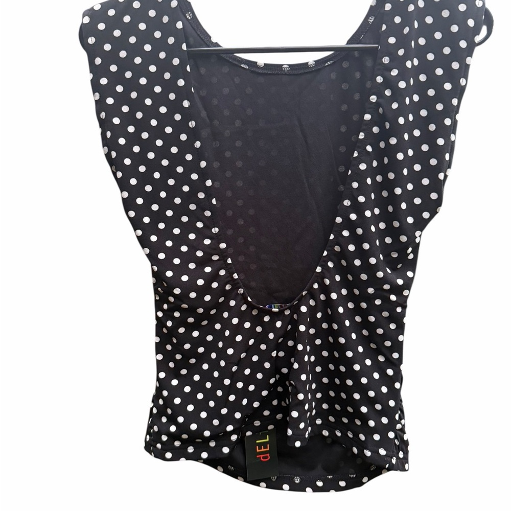 dELiA*s open back Black Sleeveless Tank with White Polka Dots